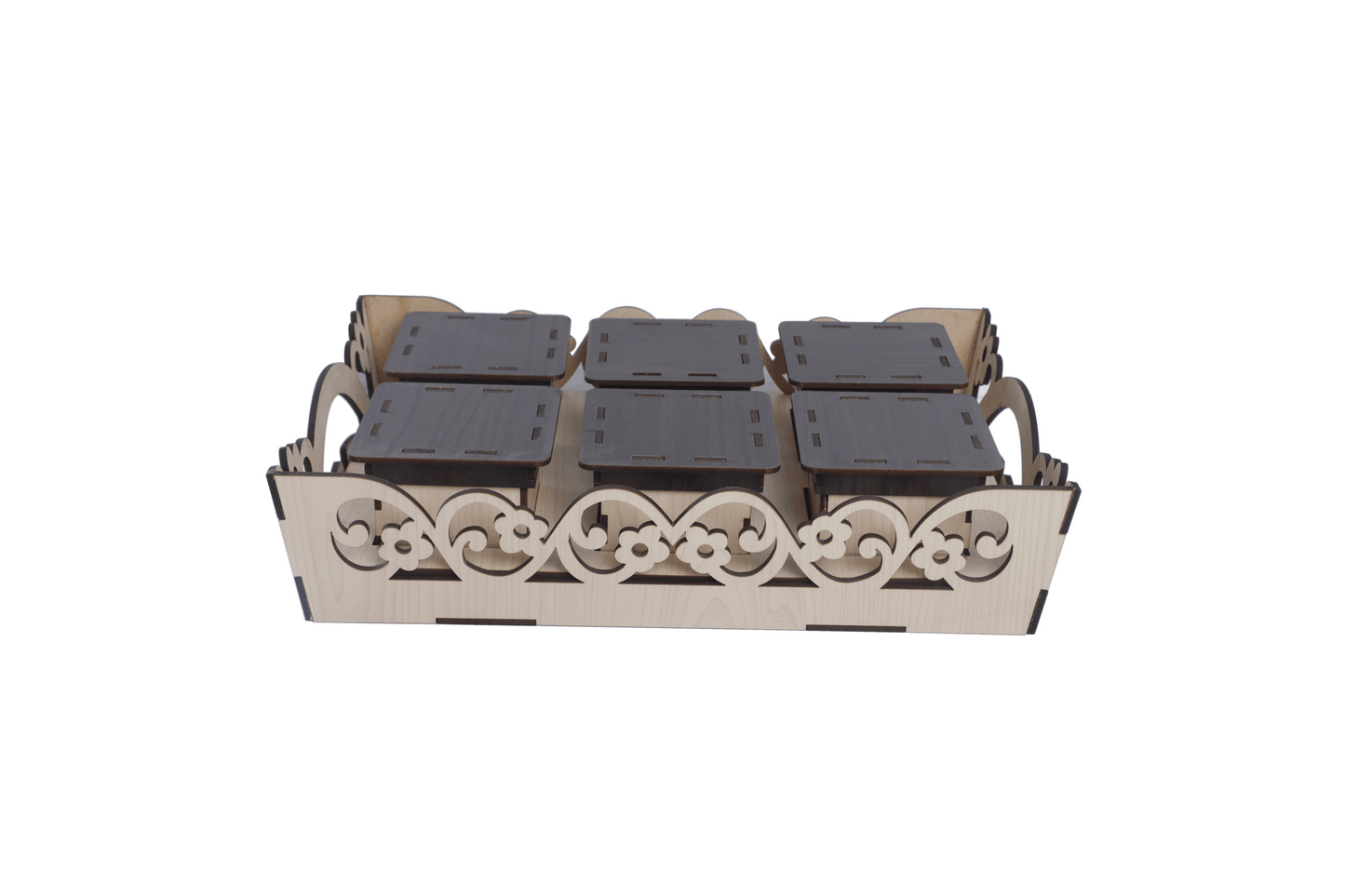 Designer Tray with 6 box with lid