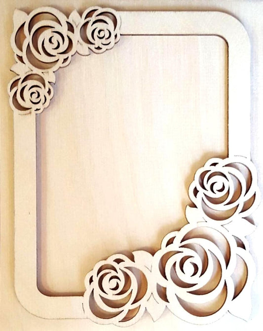 Photo Frame with Roses Laser Cut