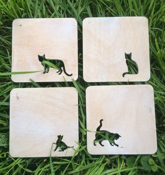 Wooden Cat Coasters