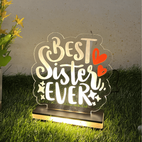 Acrylic Personalized Customized Best Sister Ever Led lamp Rakhshabandhan Gift for Sisiter